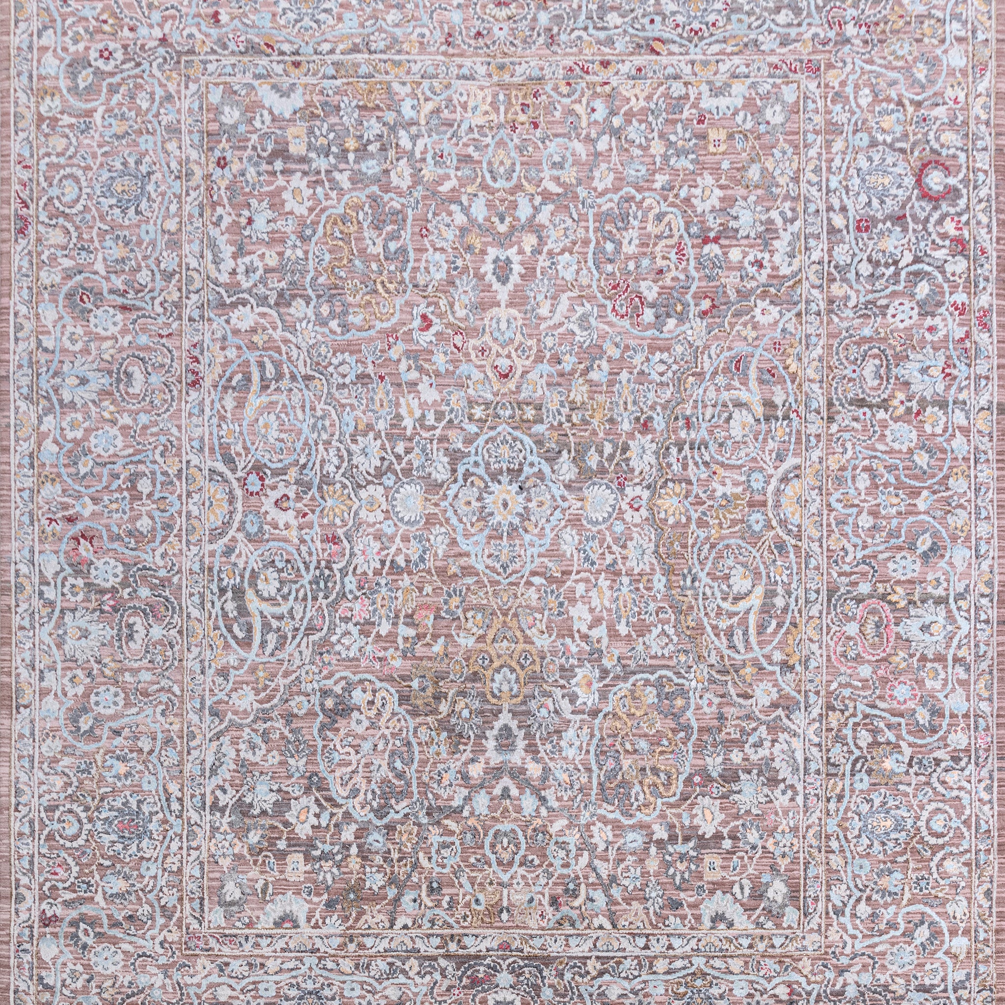 Traditional Wool & Silk Beige Handknotted Rug