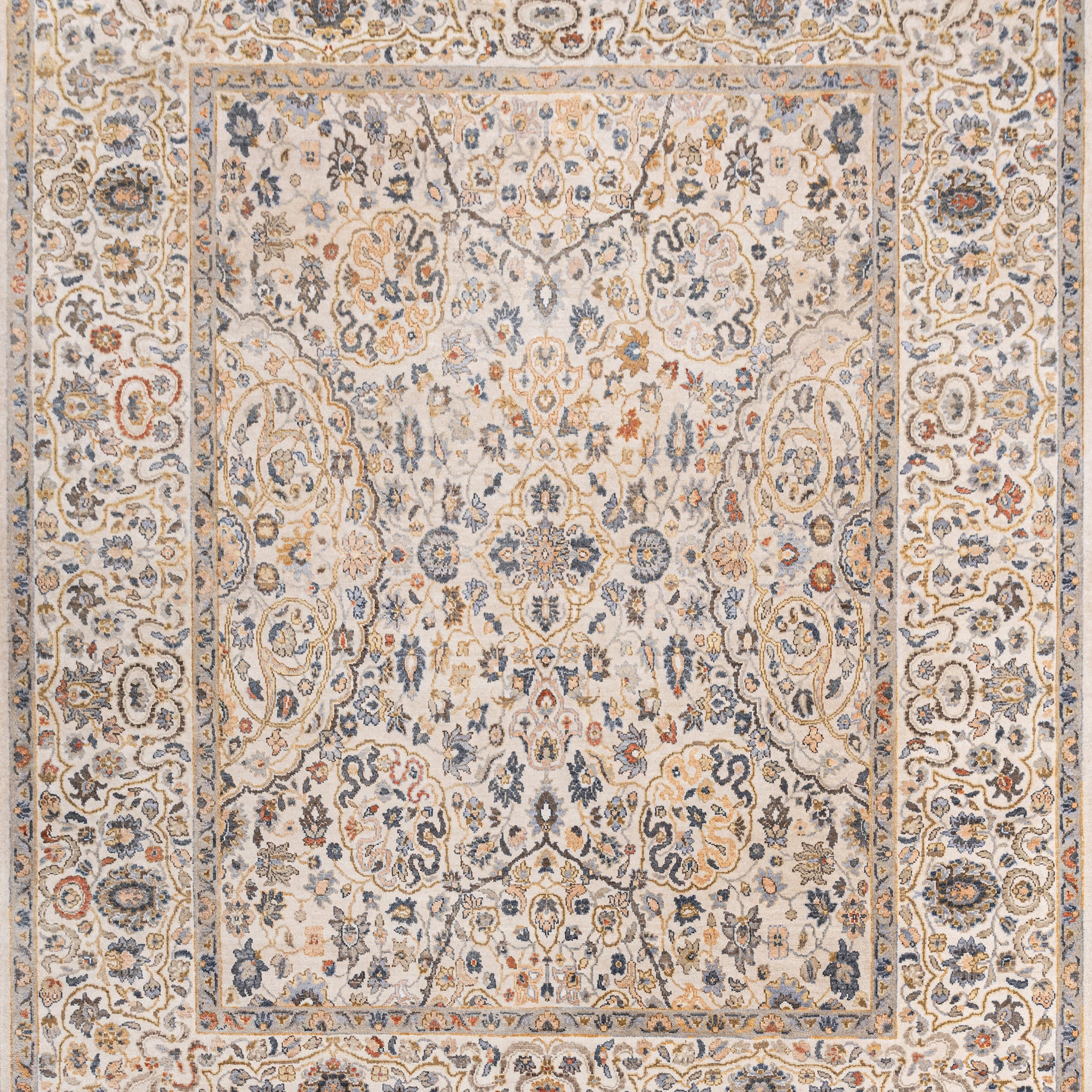 Transitional Wool Beige Handknotted Rug