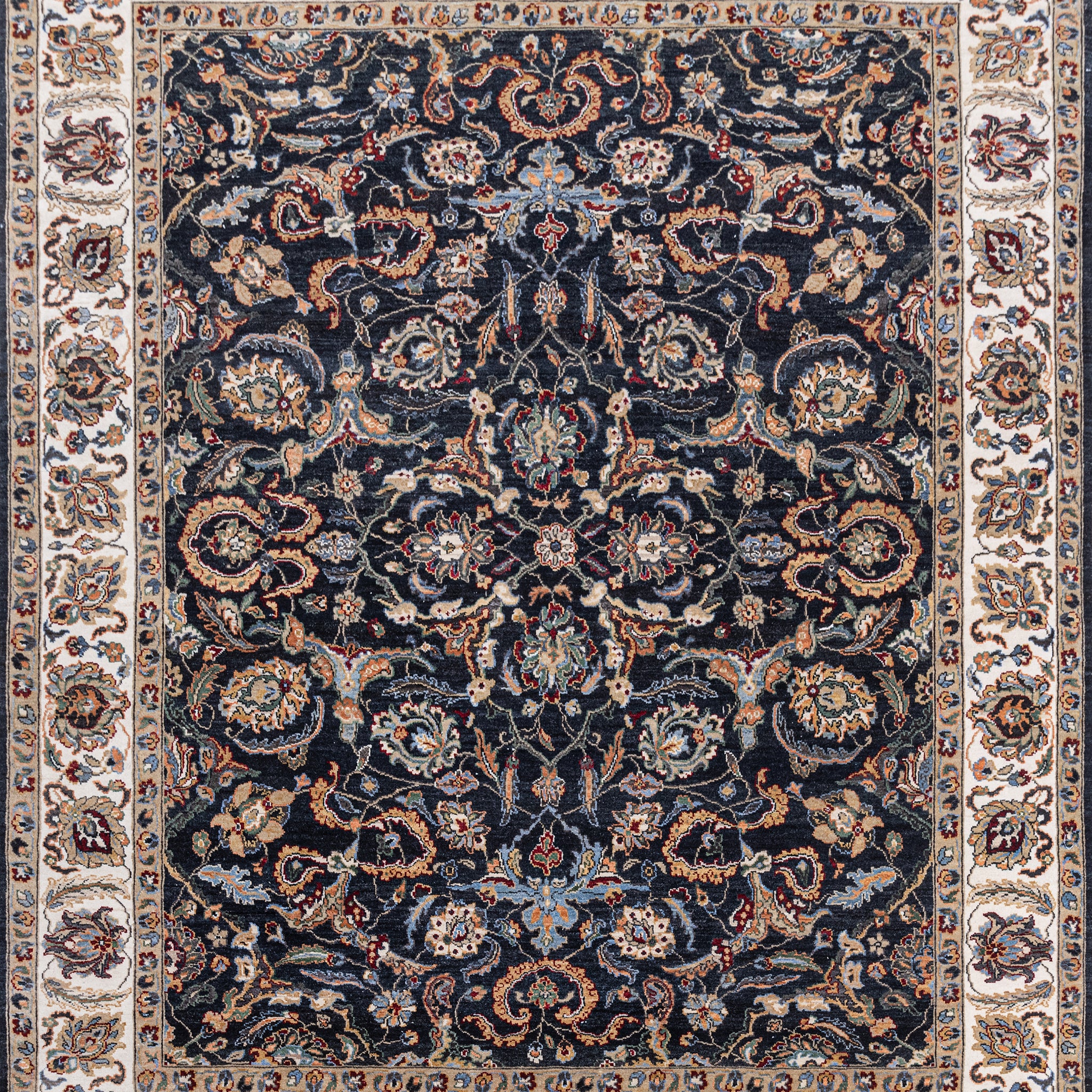 Transitional Wool Black Handknotted Rug