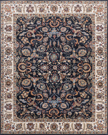 Transitional Wool Black Handknotted Rug