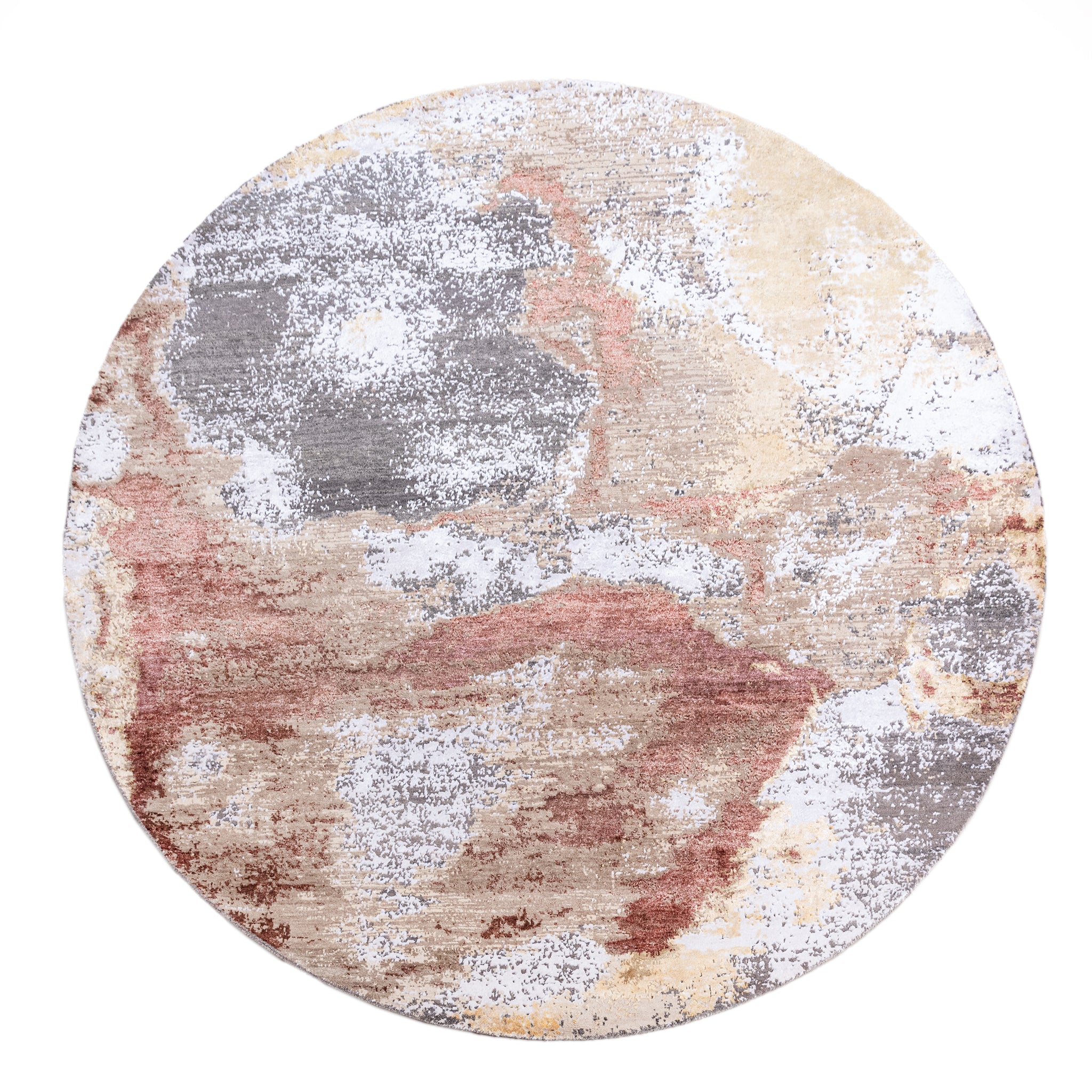 Modern Wool & Silk Grey Handknotted Rug