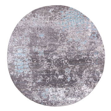 Modern Wool & Silk Grey Handknotted Rug