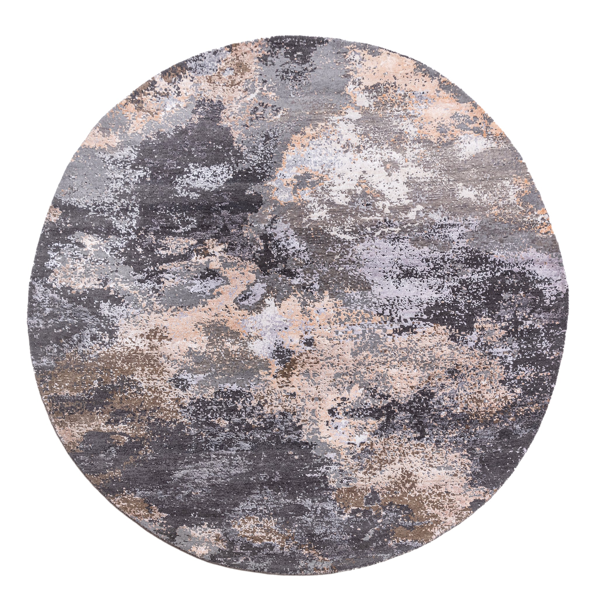 Modern Wool & Silk Grey Handknotted Rug