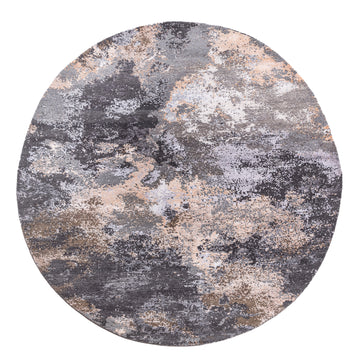 Modern Wool & Silk Grey Handknotted Rug