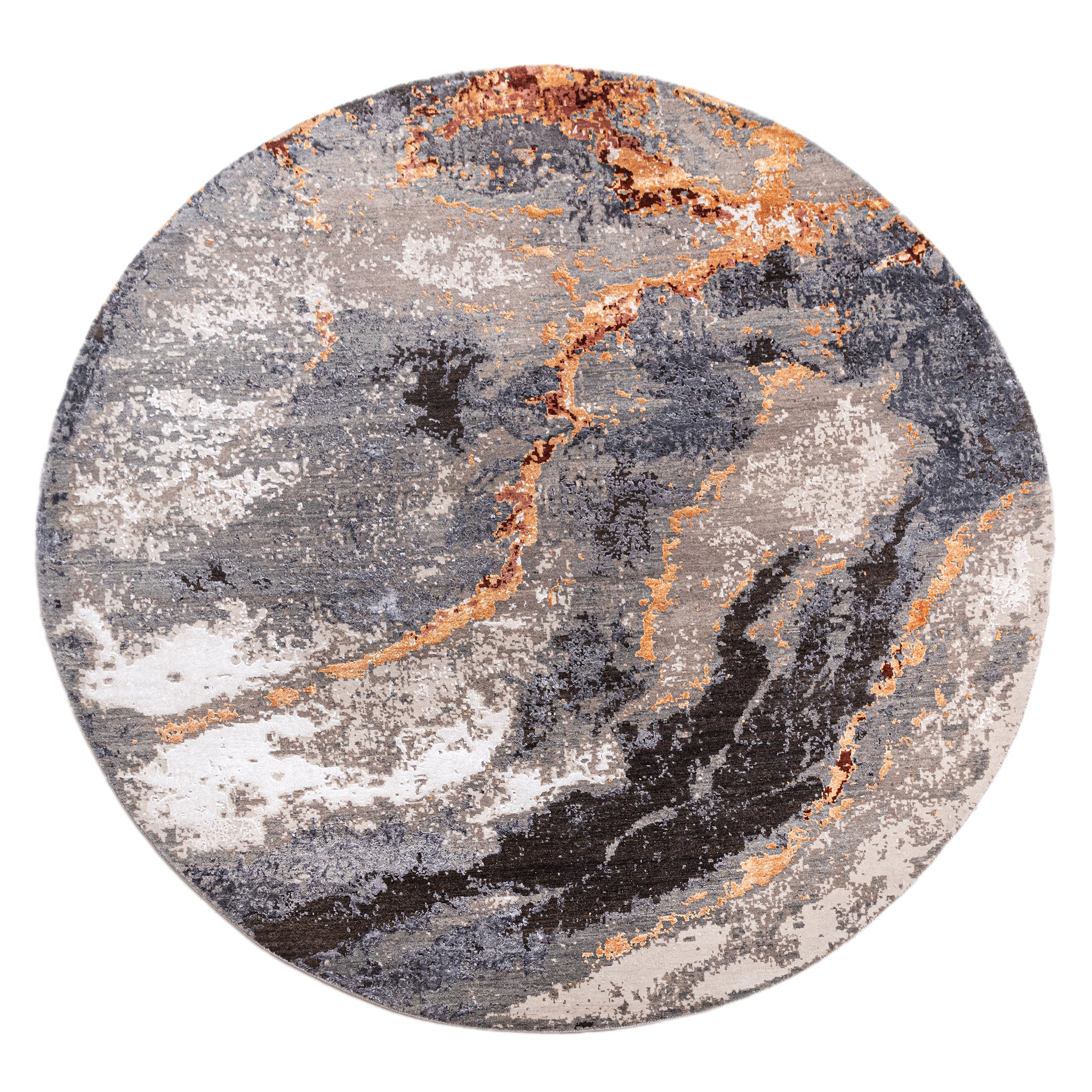 Modern Wool & Silk Grey Handknotted Rug