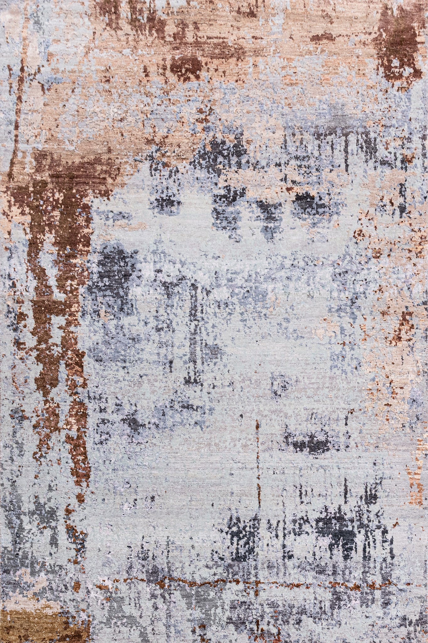 Modern Wool & Silk Blue Handknotted Rug