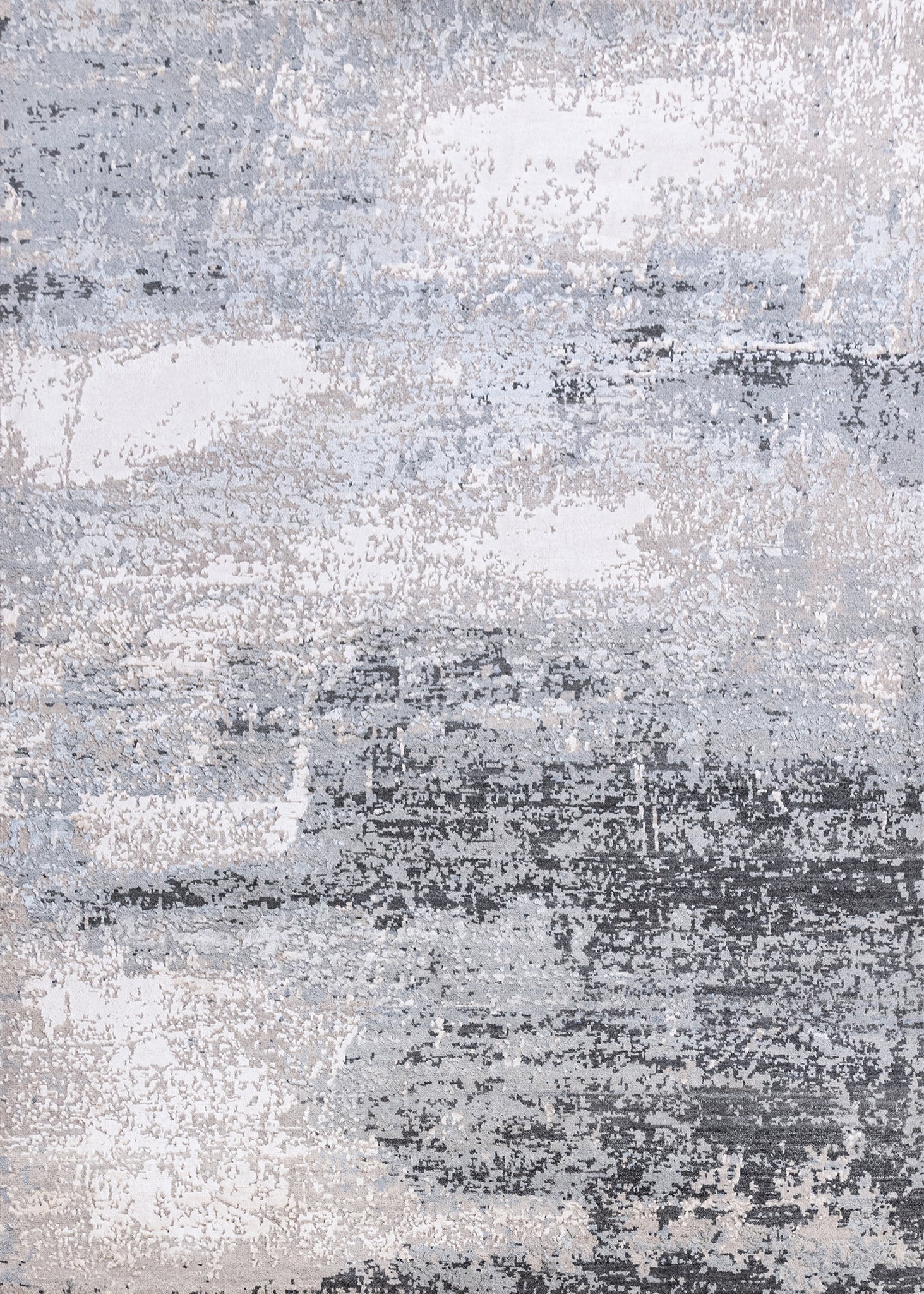 Modern Wool & Silk Blue Handknotted Rug
