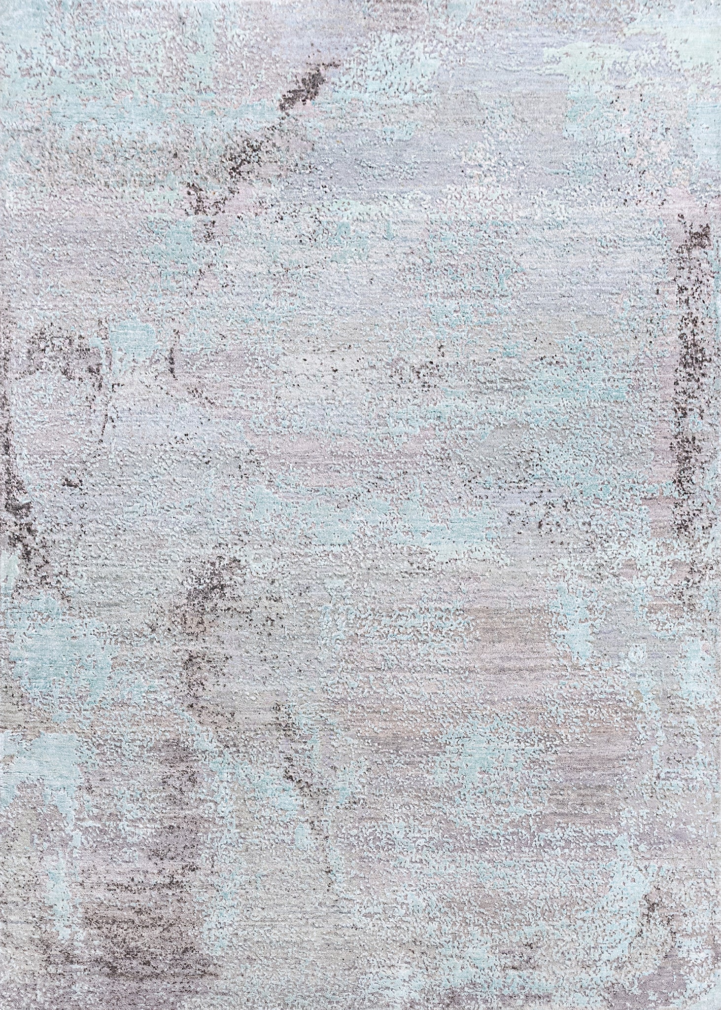 Modern Wool & Silk Blue Handknotted Rug