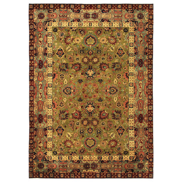 Traditional Wool Green Handknotted Rug