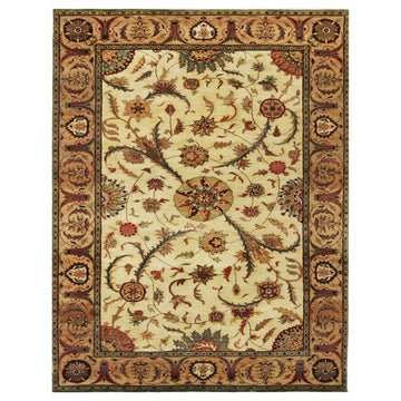 Traditional Wool Cream Handknotted Rug