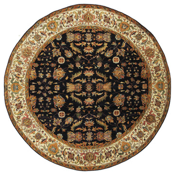 Traditional Wool Black Handknotted Rug