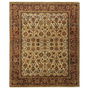 Traditional Wool Cream Handknotted Rug