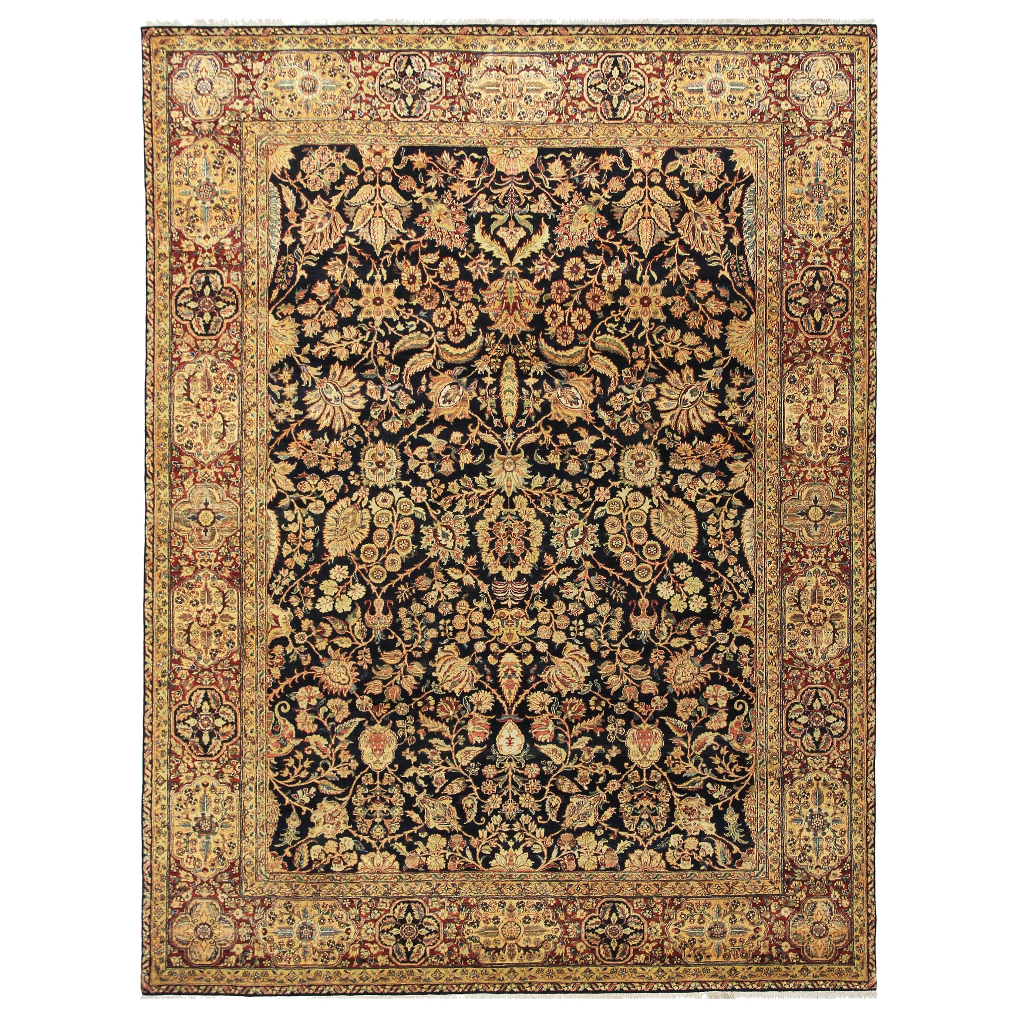 Traditional Wool Black Handknotted Rug