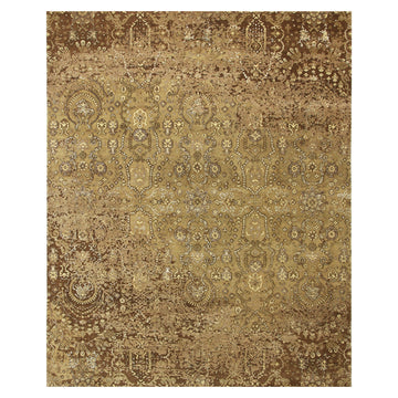 Modern Wool & Bamboo Silk Brown Handknotted Rug