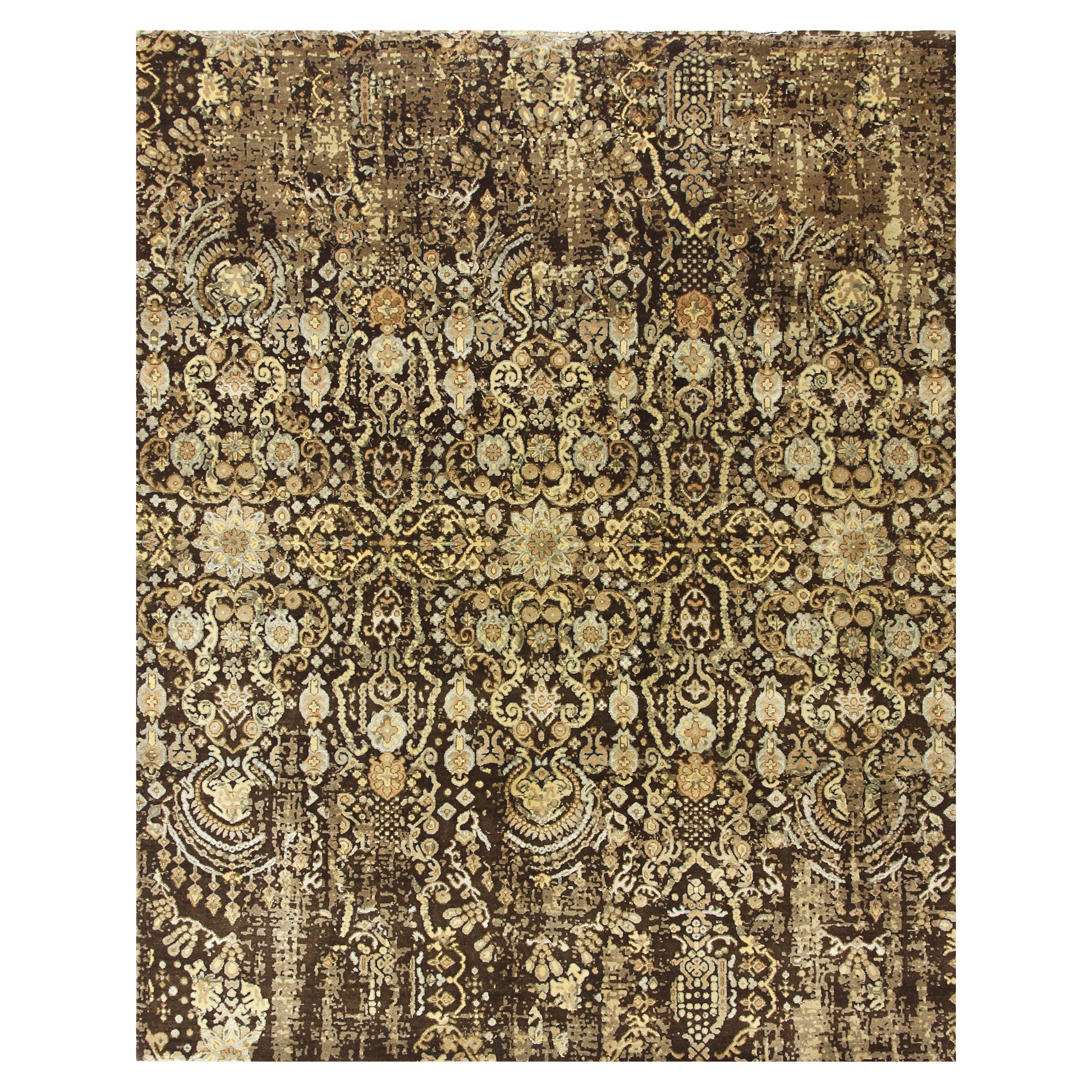 Visionnaire Rug Modern Wool & Bamboo Silk Brown Handknotted Rug
