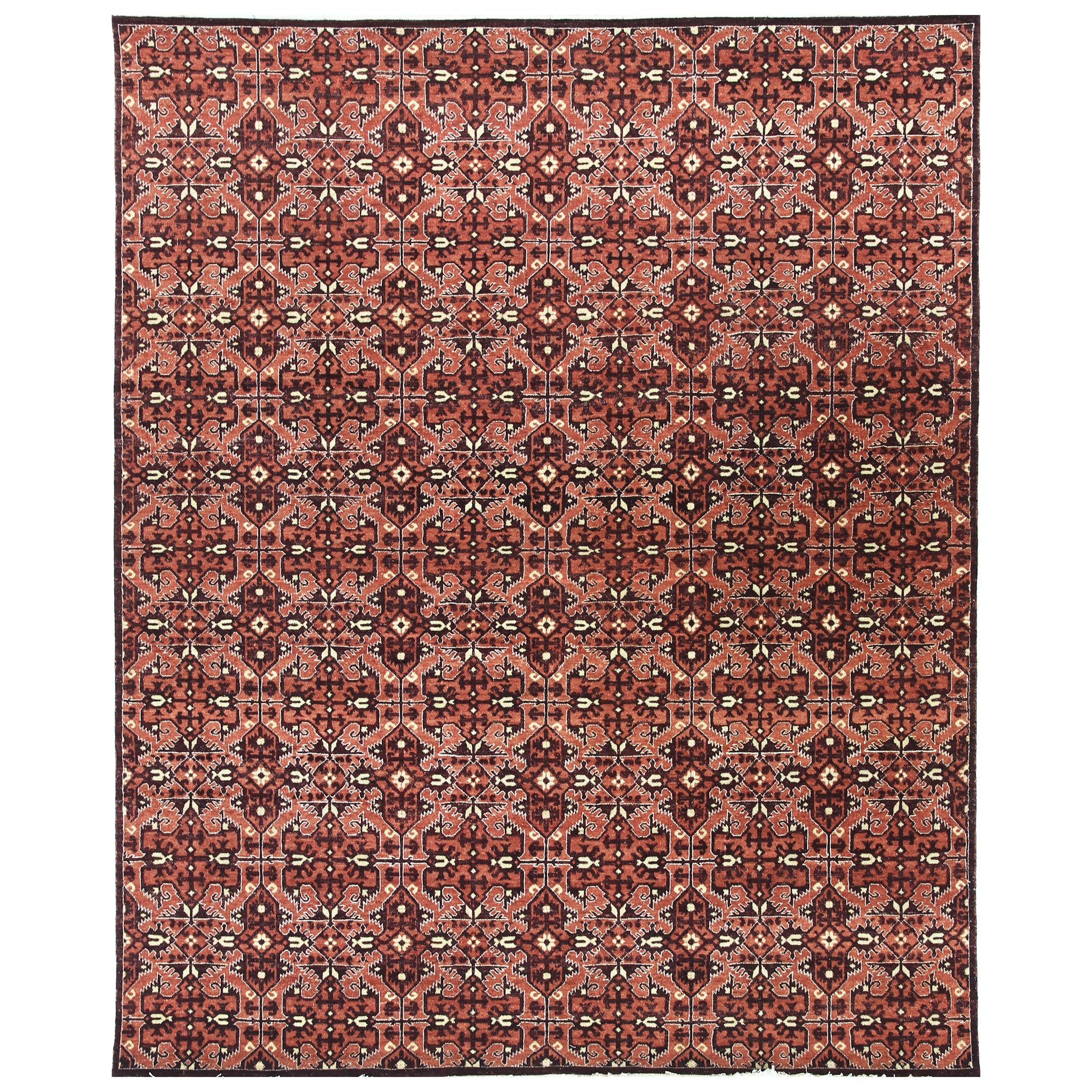 Transtional Wool Red Handknotted Rug