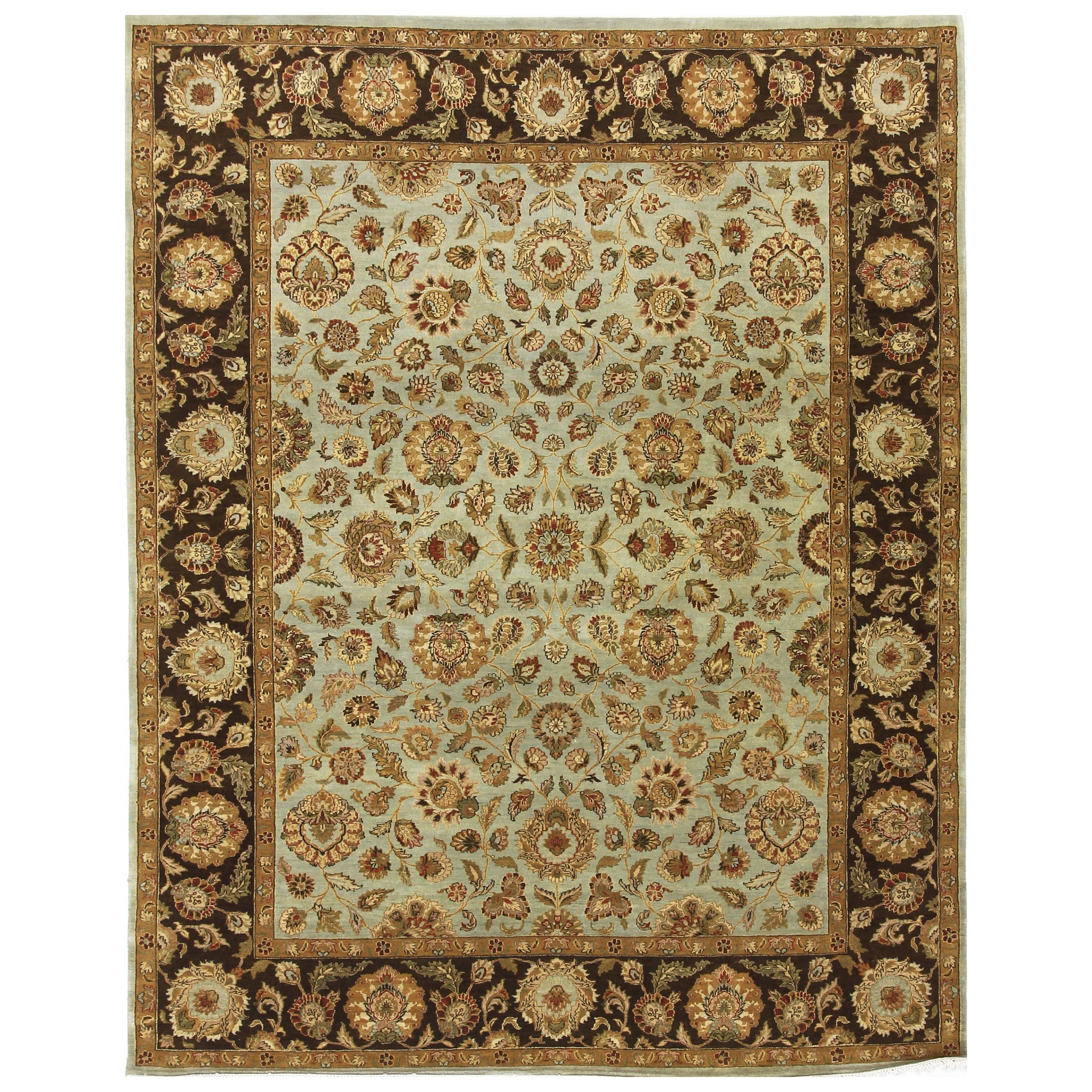 Traditional Wool Light Blue Handknotted Rug