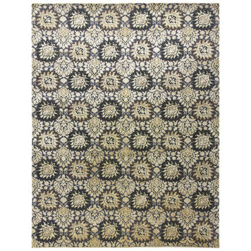 Transitional Wool Cream & Silk Handknotted Rug