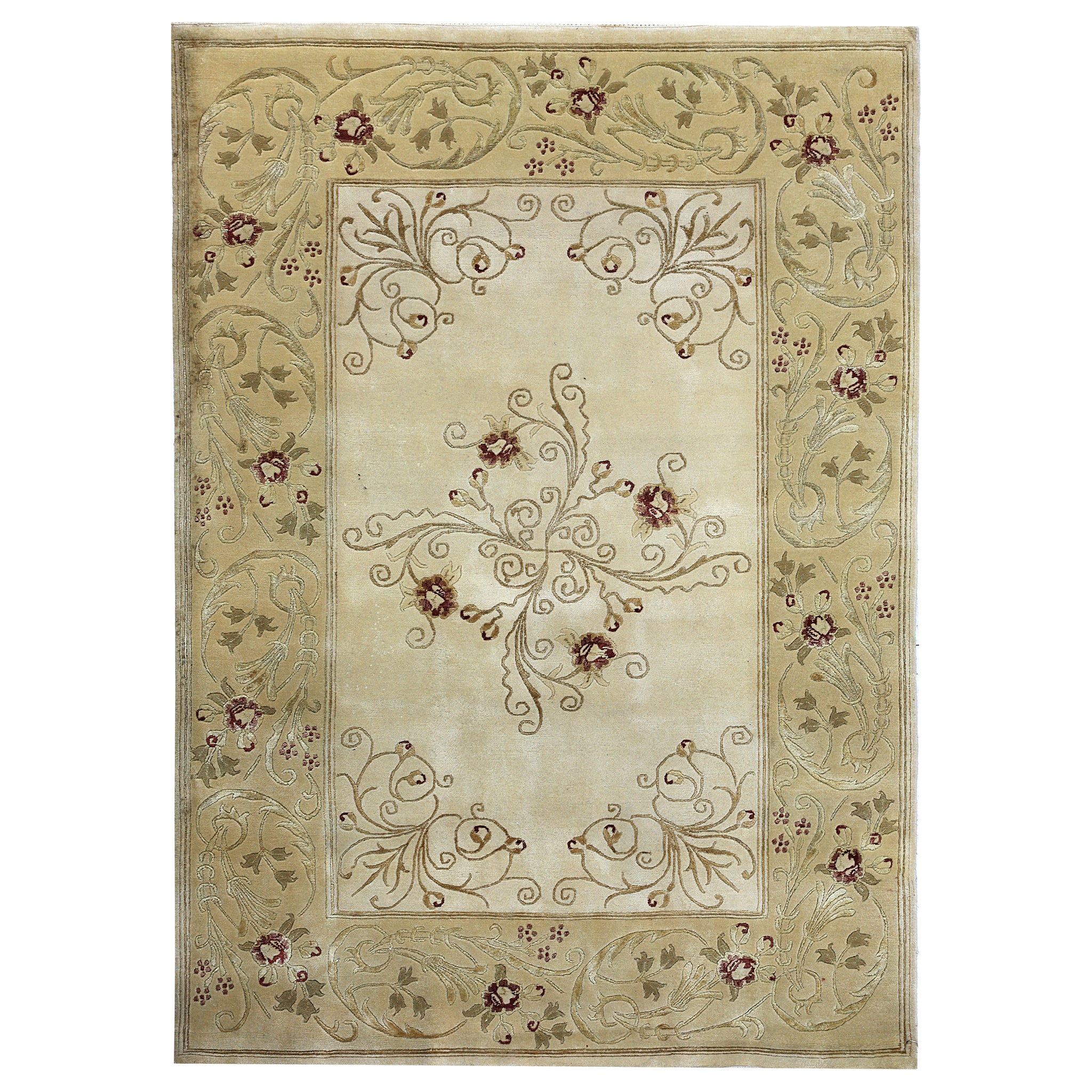 Transitional Wool Beige Handknotted Rug