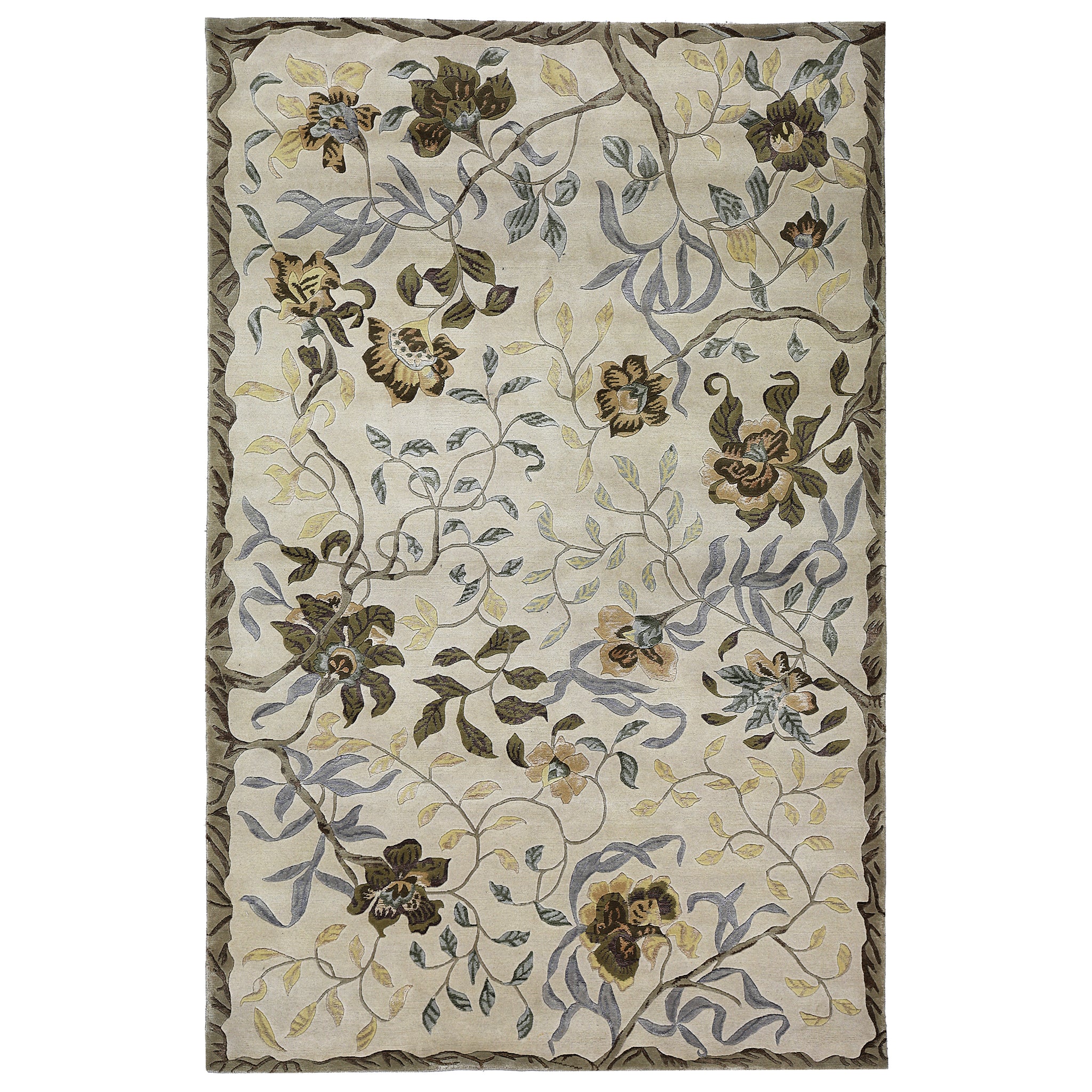 Modern Wool Cream Handknotted Rug