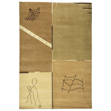 Modern Wool Brown Handknotted Rug