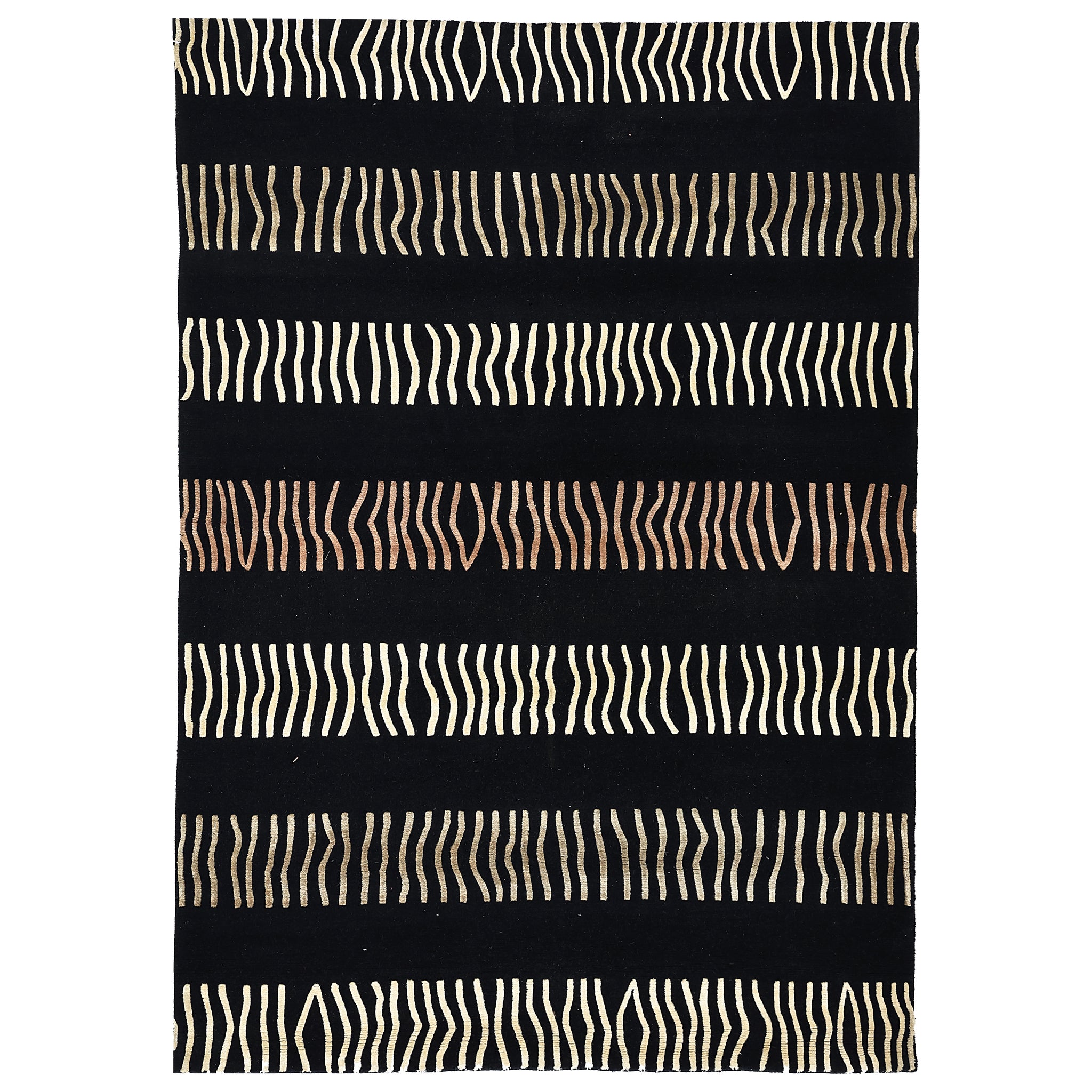 Modern Wool Black Handknotted Rug