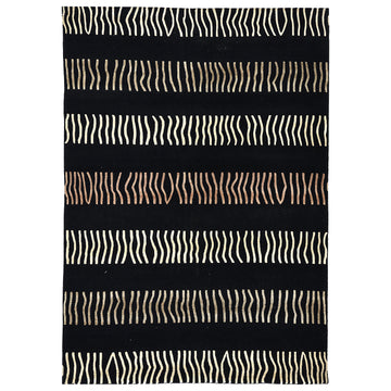 Modern Wool Black Handknotted Rug