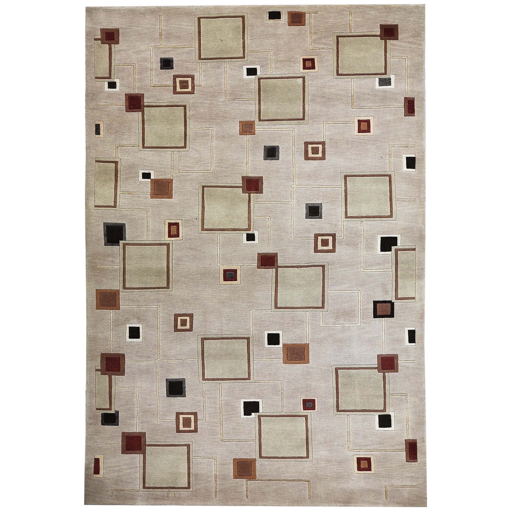 Modern Wool Beige Handknotted Rug