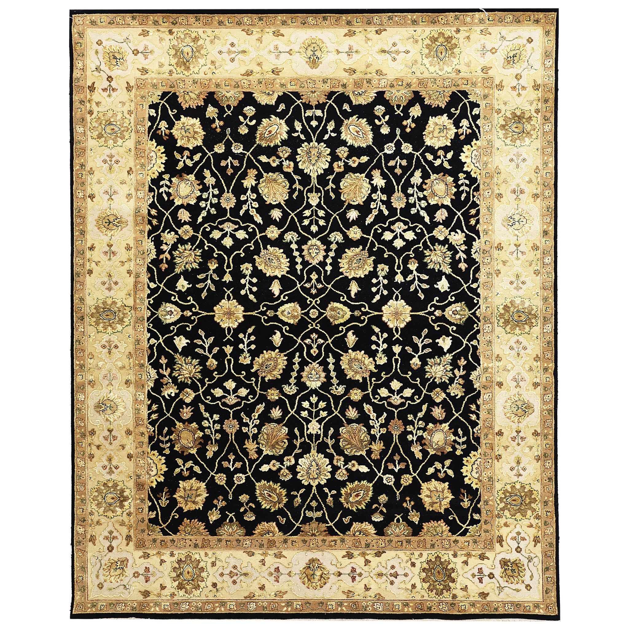 Transitional Wool Black Handknotted Rug