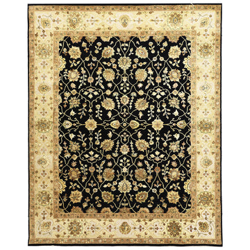 Transitional Wool Black Handknotted Rug
