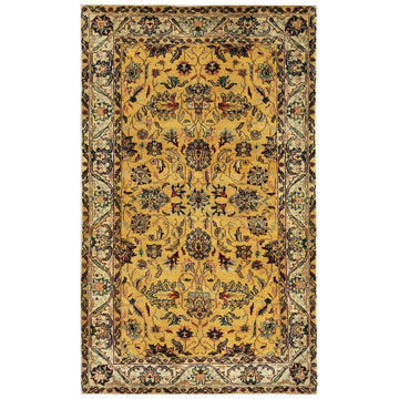 Traditional Wool Yellow Handknotted Rug