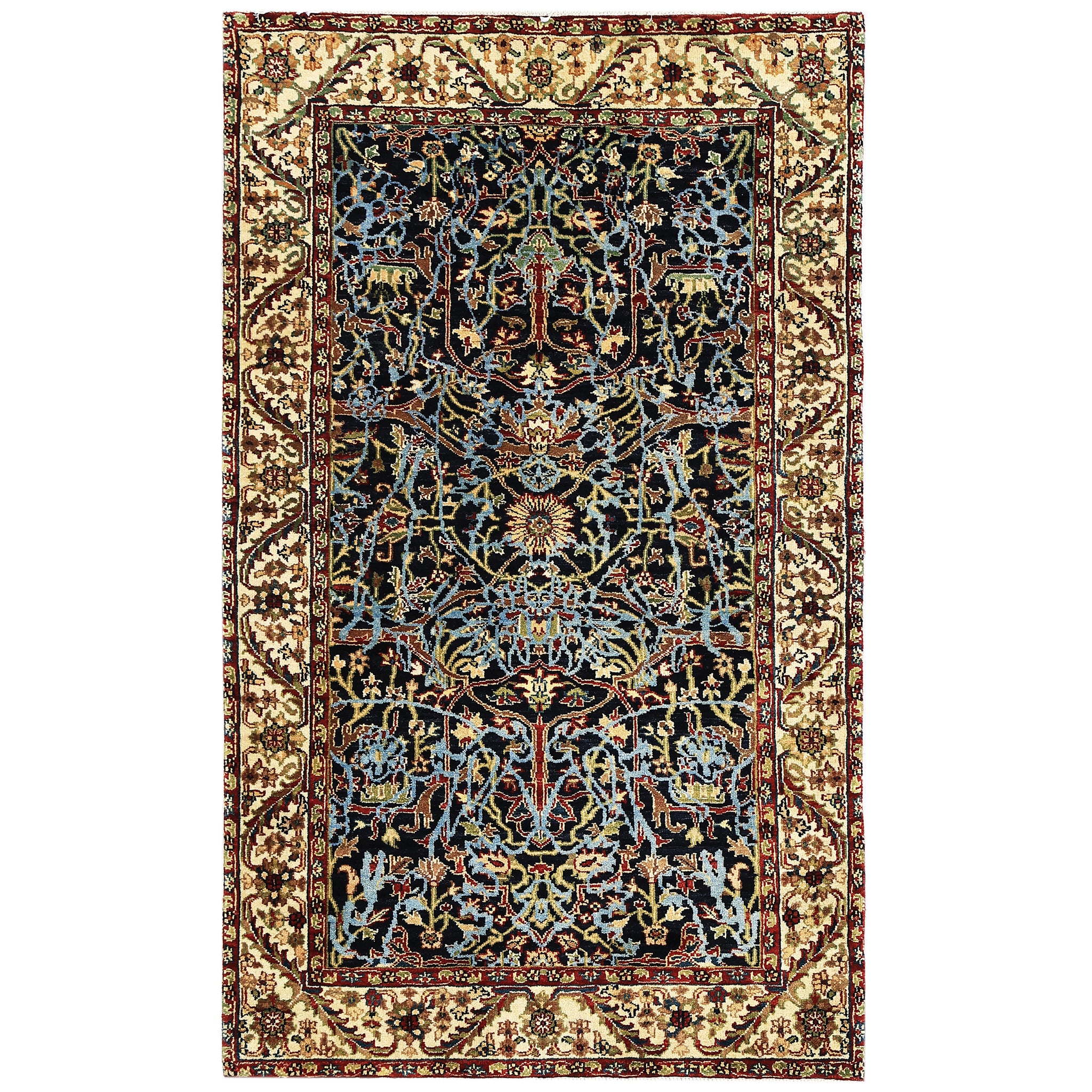 Traditional Wool Black Handknotted Rug