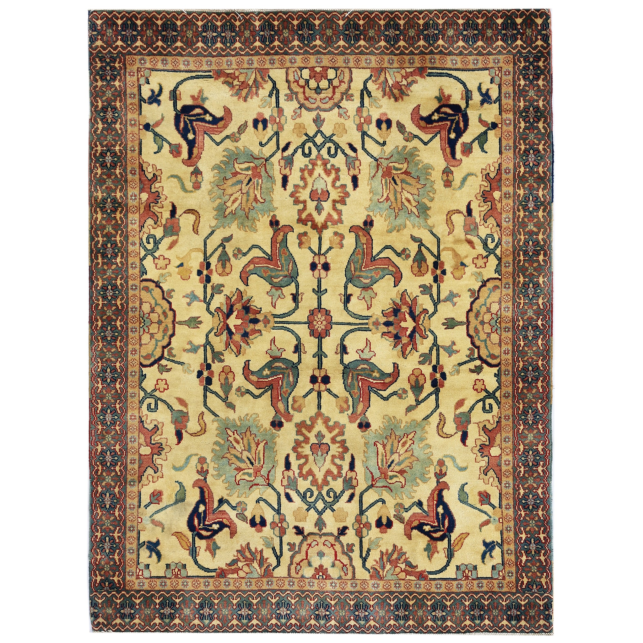 Traditional Wool Beige Handknotted Rug