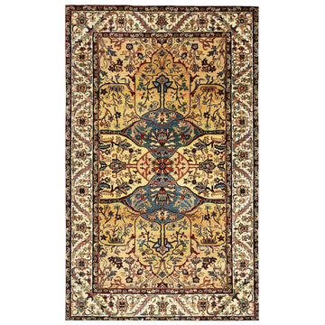 Traditional Wool Yellow Handknotted Rug