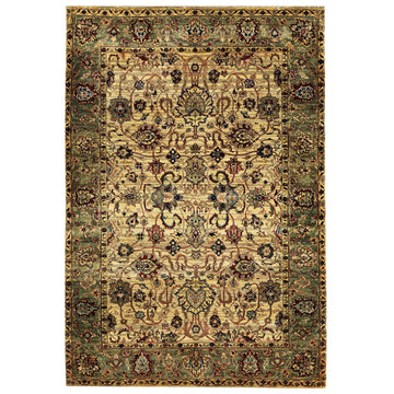 Traditional Wool Yellow Handknotted Rug
