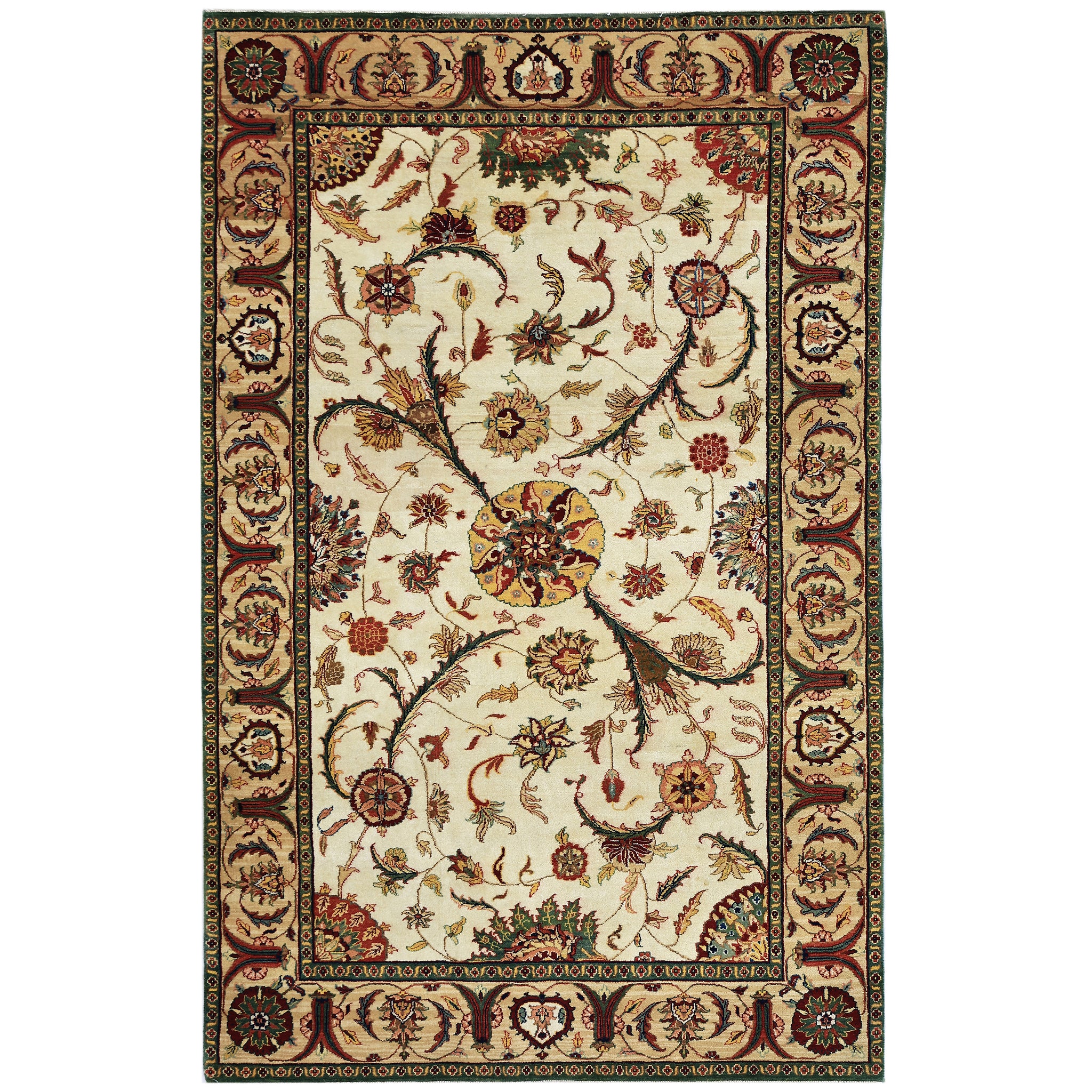 Traditional Wool Beige Handknotted Rug