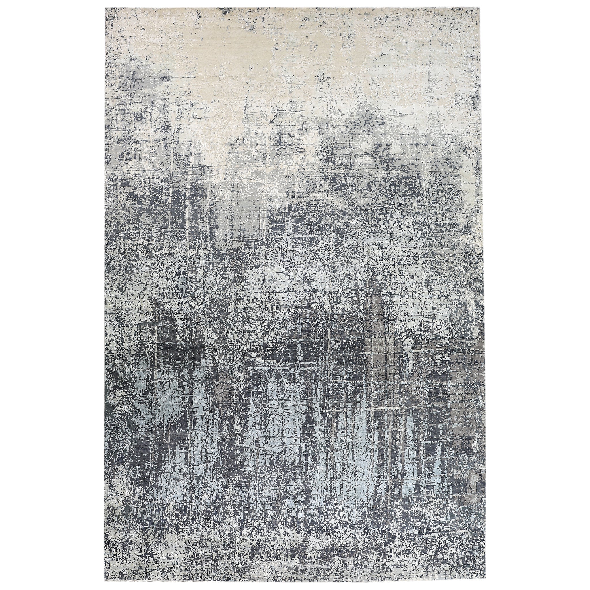 Modern Wool & Silk Grey Handknotted Rug