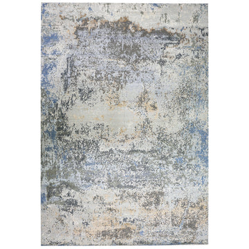 Modern Wool & Silk Grey Handknotted Rug