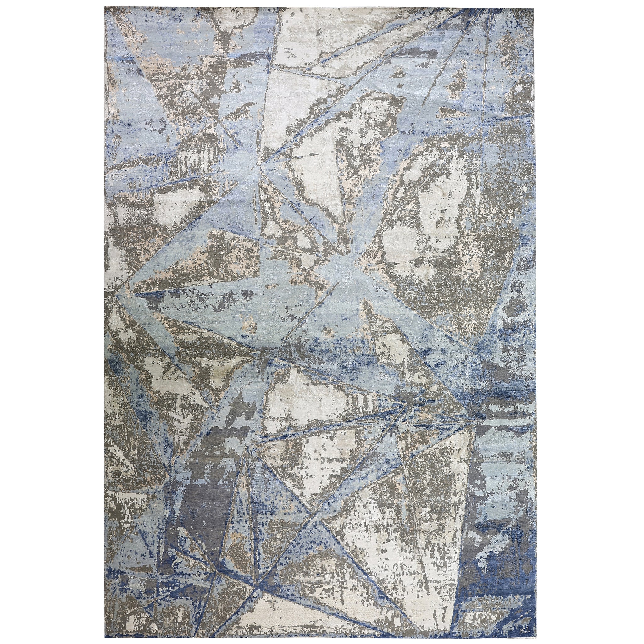 Modern Wool & Silk Grey Handknotted Rug