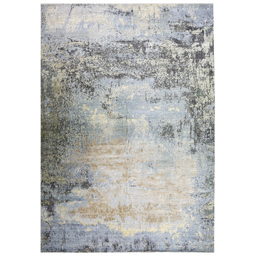 Modern Wool & Silk Grey Handknotted Rug