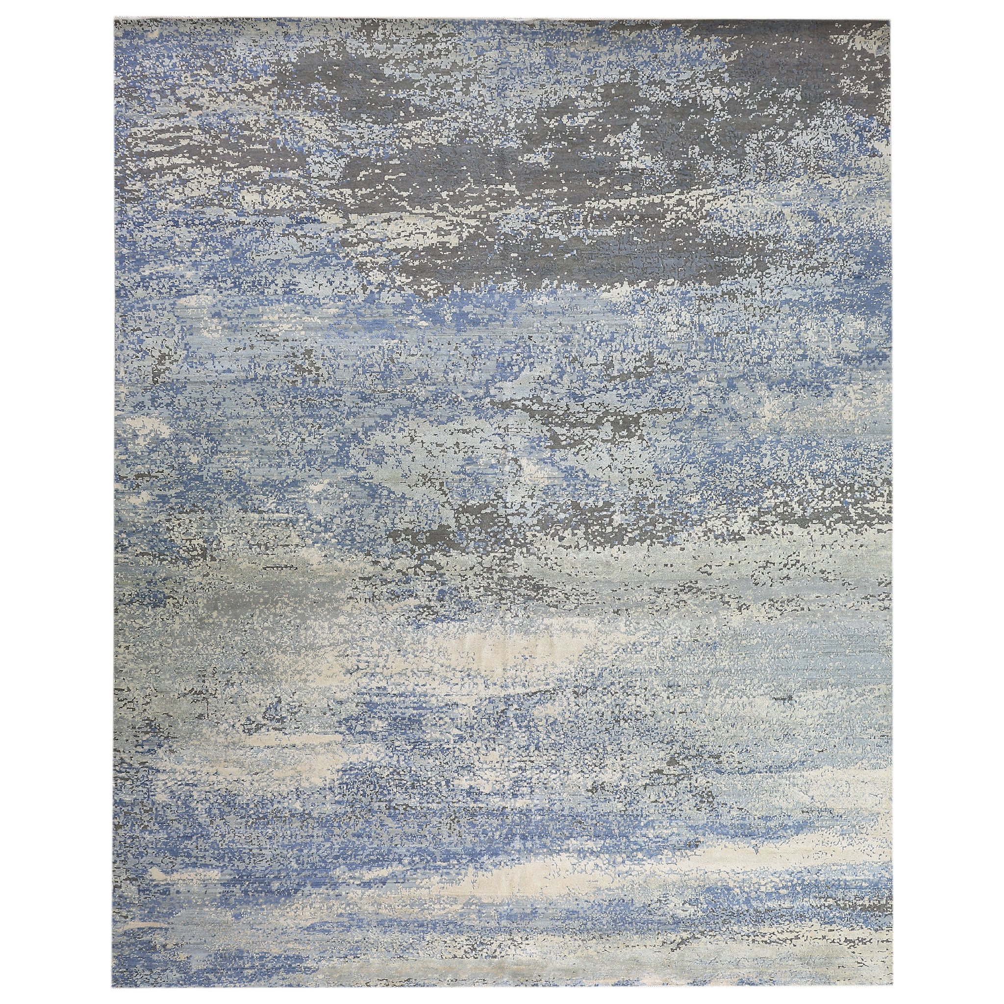 Modern Wool & Silk Grey Handknotted Rug