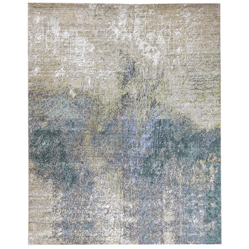 Modern Wool & Silk Grey Handknotted Rug