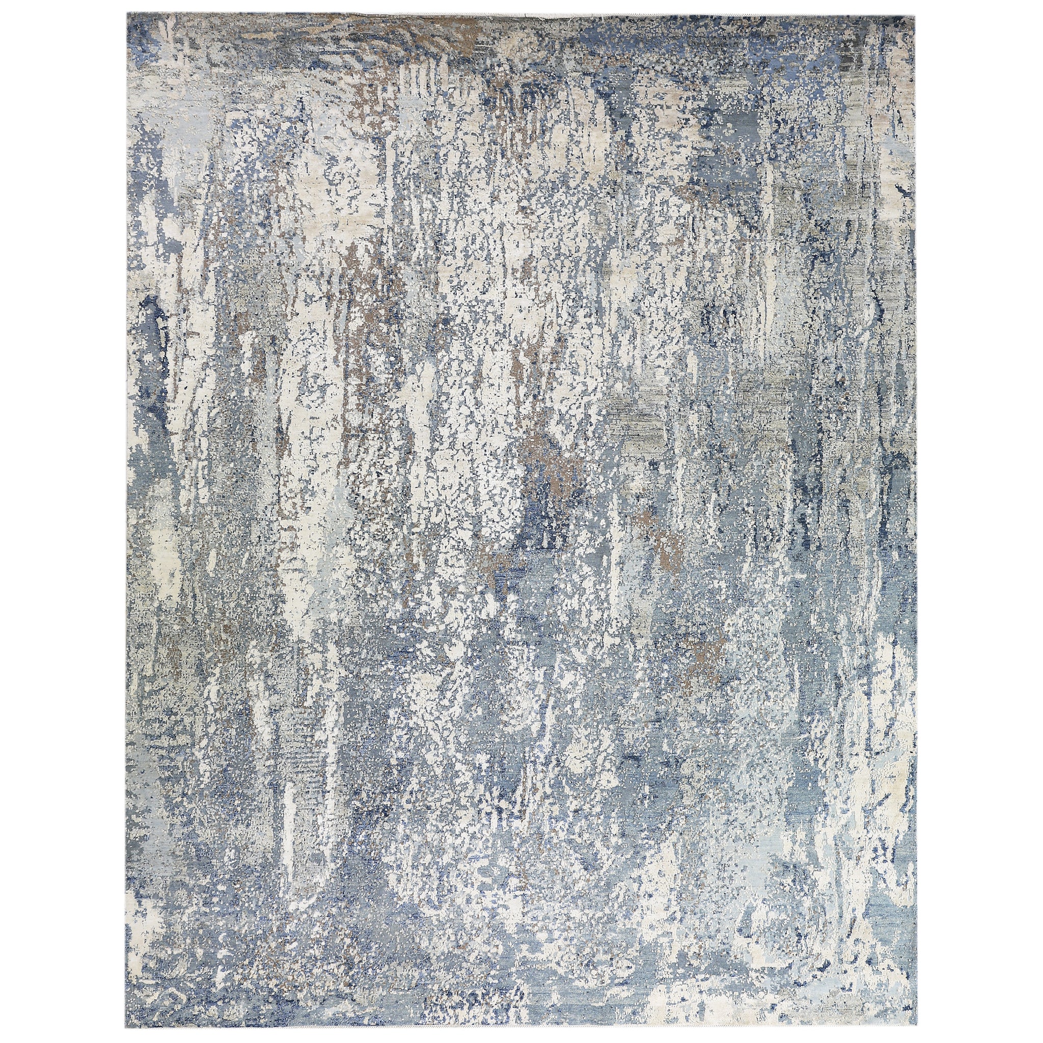 Modern Wool & Silk Grey Handknotted Rug