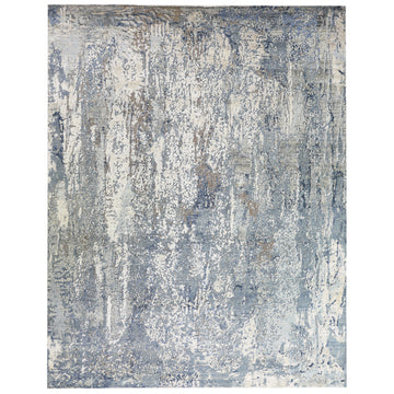 Modern Wool & Silk Grey Handknotted Rug