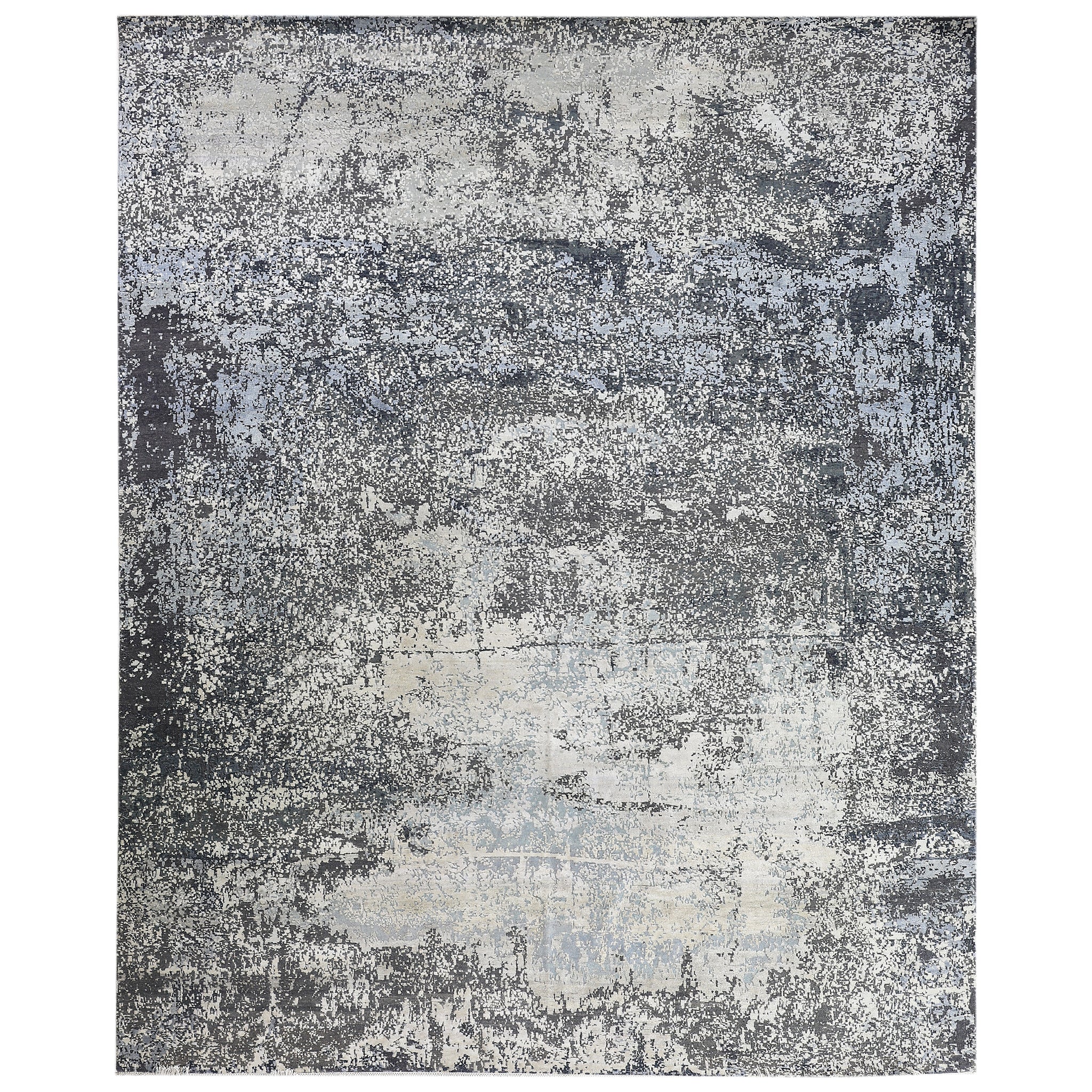 Modern Wool & Silk Grey Handknotted Rug