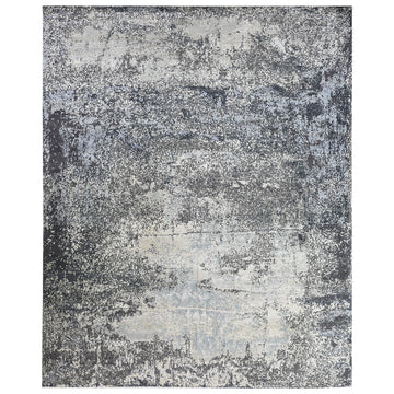 Modern Wool & Silk Grey Handknotted Rug
