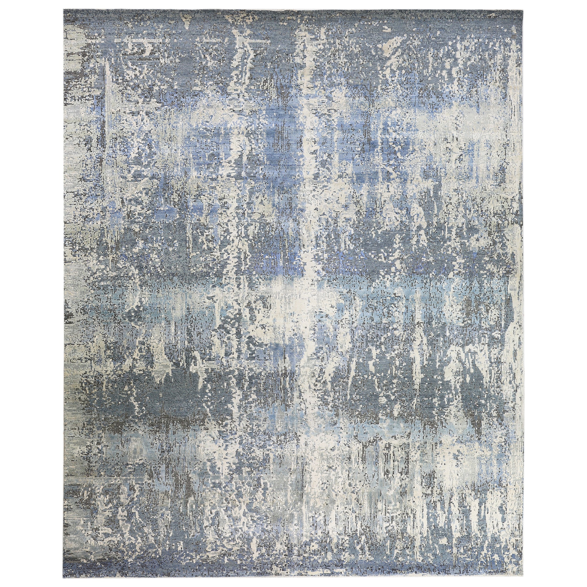 Modern Wool & Silk Grey Handknotted Rug