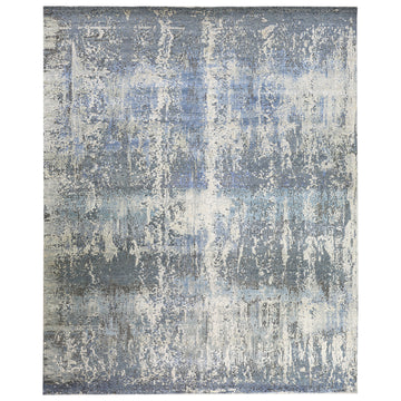 Modern Wool & Silk Grey Handknotted Rug