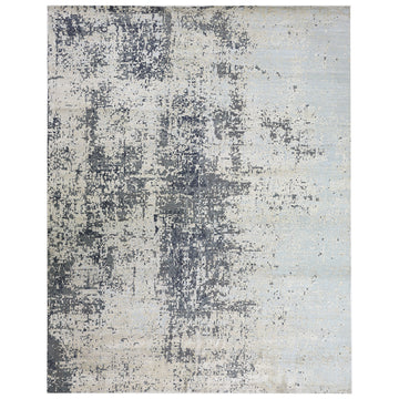 Modern Wool & Silk Grey Handknotted Rug