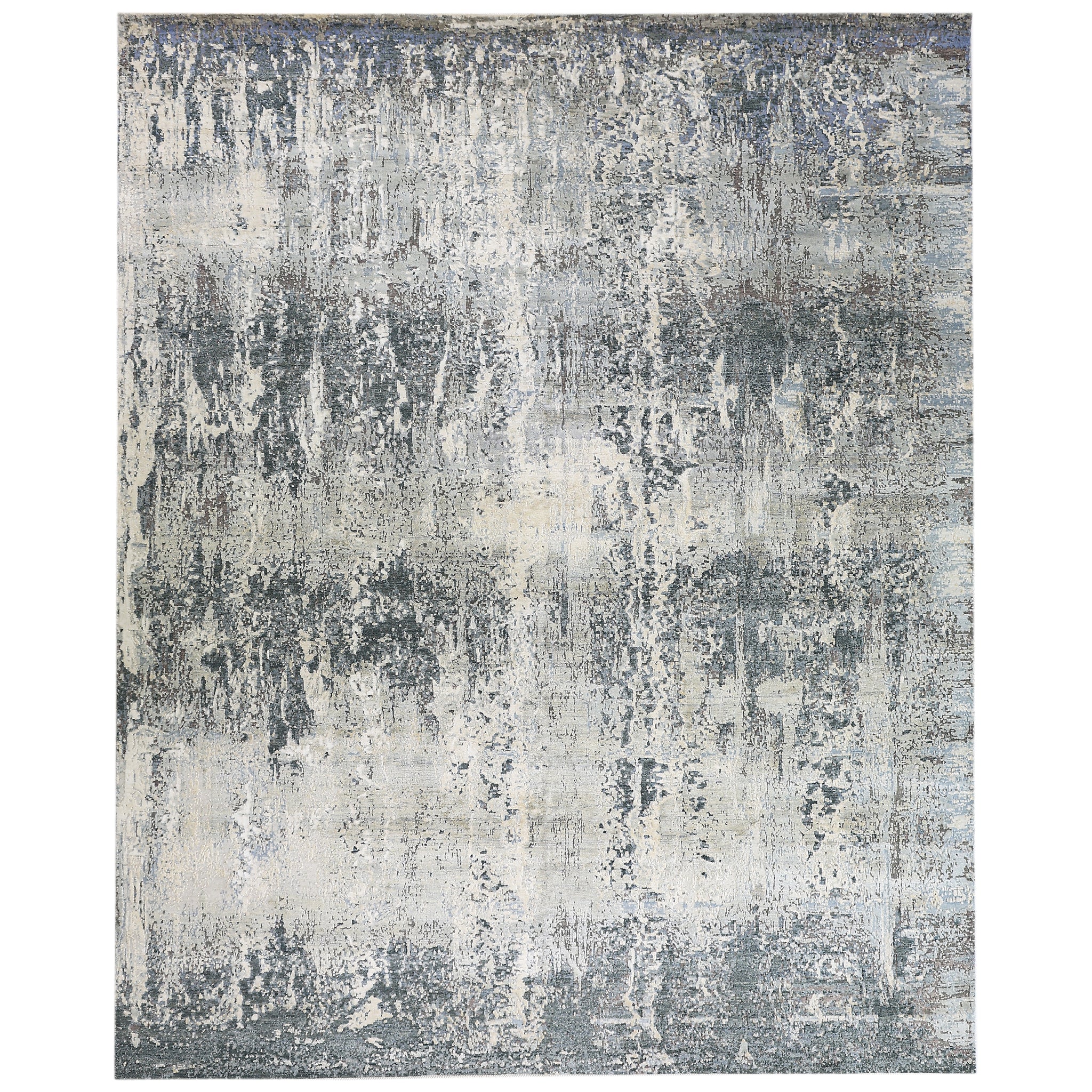 Modern Wool & Silk Grey Handknotted Rug